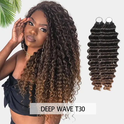Elnbeauty Burmese Curly Crochet Hair Extensions - T30# T350# Pre-Separated, 50G/Pack, Ideal for Boho Braids and Protective Hairstyles for Black Women, Multiple Curly & Wave Textures, Recommended 4-5 Packs for Full Head