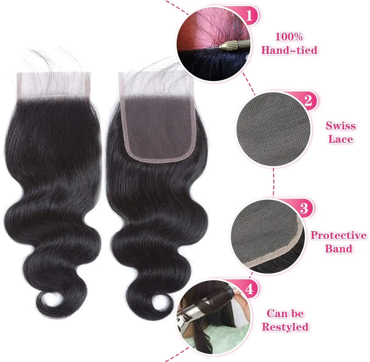 Yonova Unprocessed Brazilian Body Wave Human Hair Weave Bundles - Sew-In/Quick Natural Wave Extensions (1/3/4 PCS Virgin Natural Color) for Special Occasions and Everyday Wear
