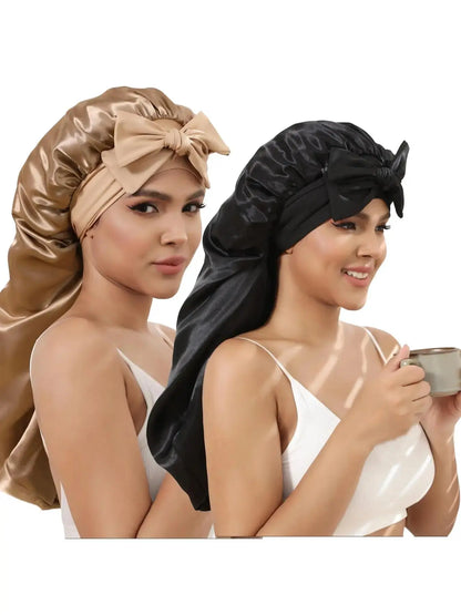 Women's Solid Color Night Cap with Elastic Band for Hair Care and Daily Use