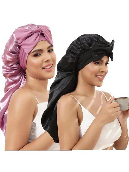 Women's Solid Color Night Cap with Elastic Band for Hair Care and Daily Use