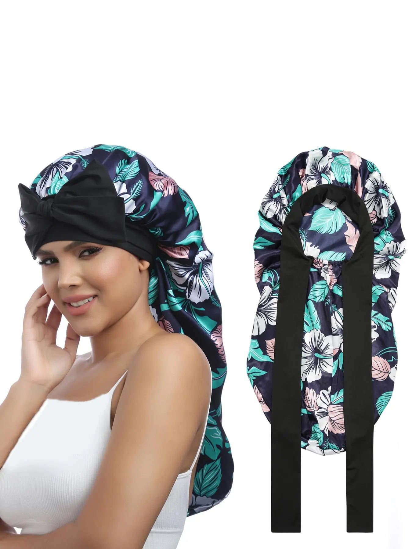 Women's Solid Color Night Cap with Elastic Band for Hair Care and Daily Use