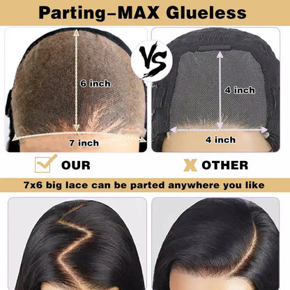30-Inch Liqusee 7X6 Glueless Human Hair Lace Front Wig - Pre-Plucked, Body Wave, 180% Density, Easy Wear for Black Women - Special Price $109