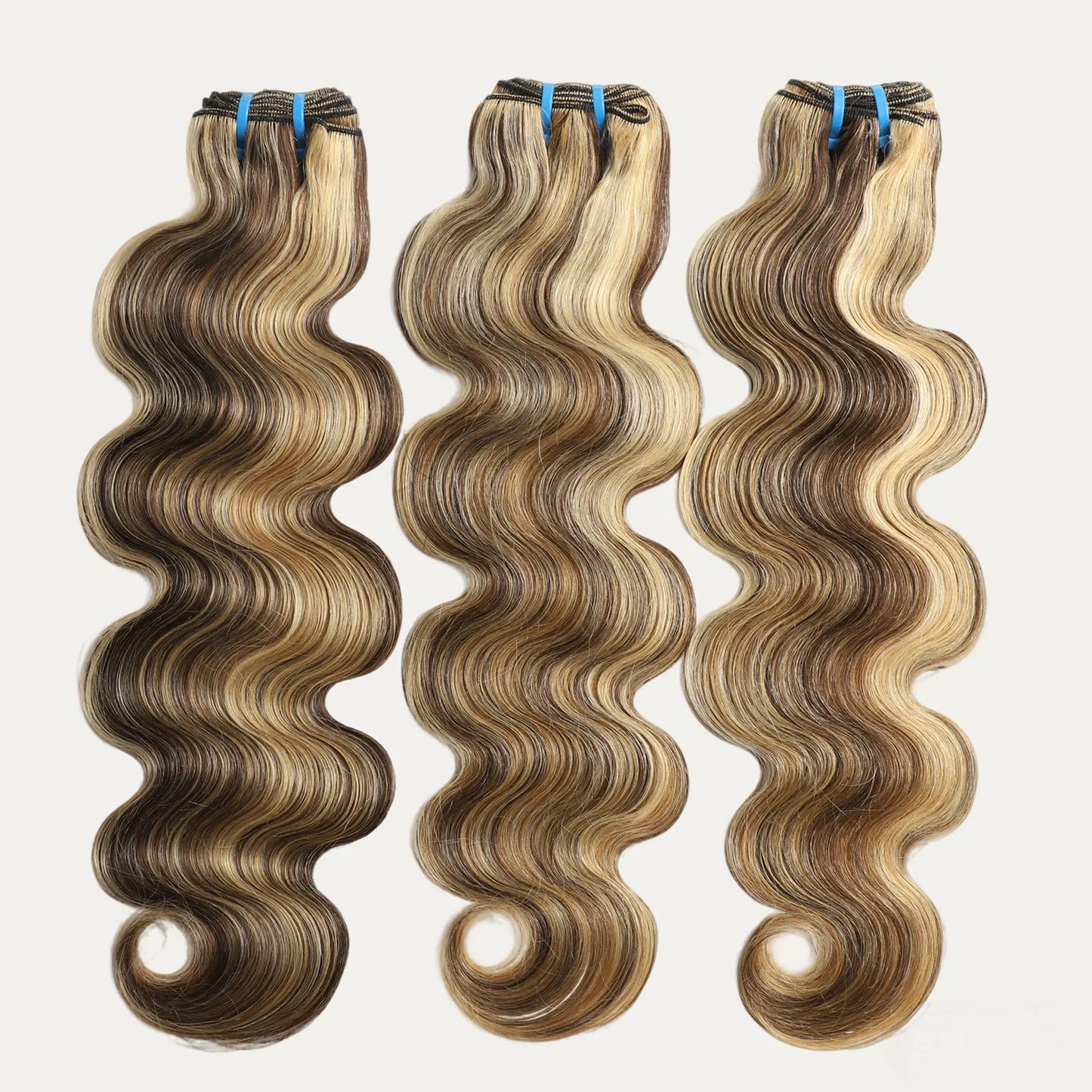LUCKSTAR Summer Vibes 4/27/613 Body Wave Human Hair Bundles - Ombre Brown Honey Blonde Weave Extensions for Sew-In and Quick Weave, 100% Human Hair