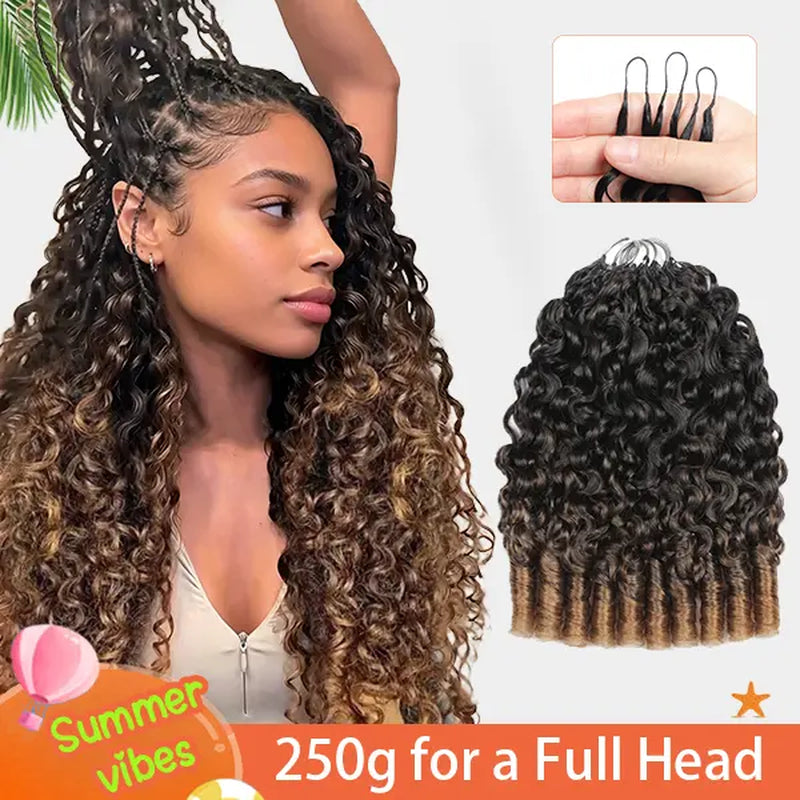 Elnbeauty Burmese Curly Crochet Hair Extensions - T30# T350# Pre-Separated, 50G/Pack, Ideal for Boho Braids and Protective Hairstyles for Black Women, Multiple Curly & Wave Textures, Recommended 4-5 Packs for Full Head