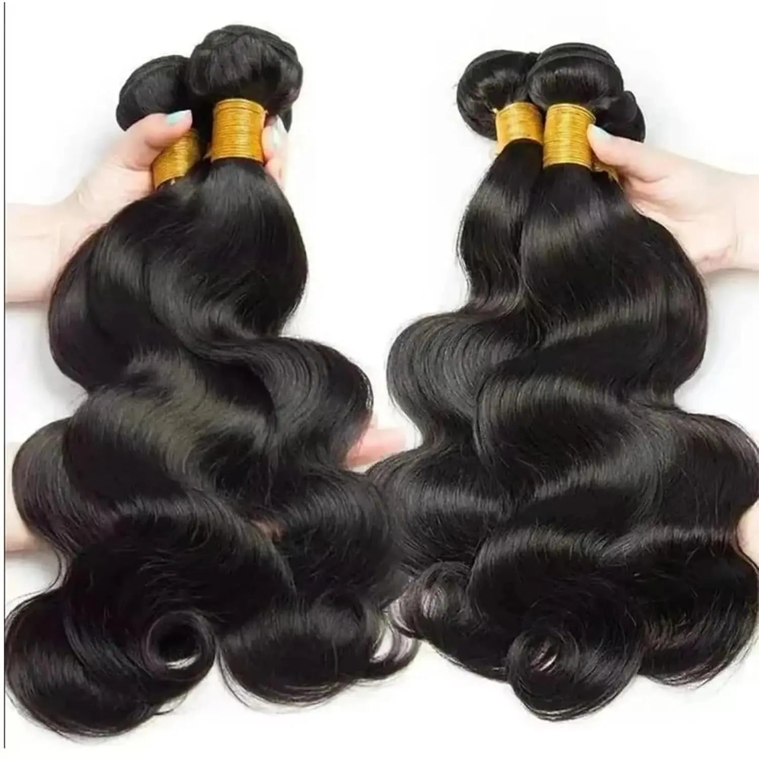 Yonova Unprocessed Brazilian Body Wave Human Hair Weave Bundles - Sew-In/Quick Natural Wave Extensions (1/3/4 PCS Virgin Natural Color) for Special Occasions and Everyday Wear