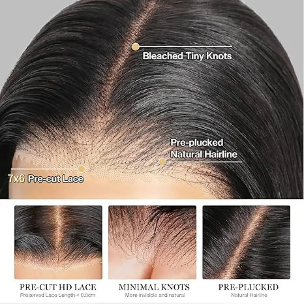30-Inch Liqusee 7X6 Glueless Human Hair Lace Front Wig - Pre-Plucked, Body Wave, 180% Density, Easy Wear for Black Women - Special Price $109