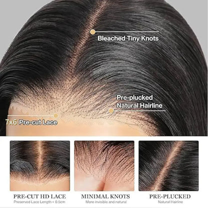 30-Inch Liqusee 7X6 Glueless Human Hair Lace Front Wig - Pre-Plucked, Body Wave, 180% Density, Easy Wear for Black Women - Special Price $109