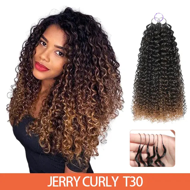 Elnbeauty Burmese Curly Crochet Hair Extensions - T30# T350# Pre-Separated, 50G/Pack, Ideal for Boho Braids and Protective Hairstyles for Black Women, Multiple Curly & Wave Textures, Recommended 4-5 Packs for Full Head
