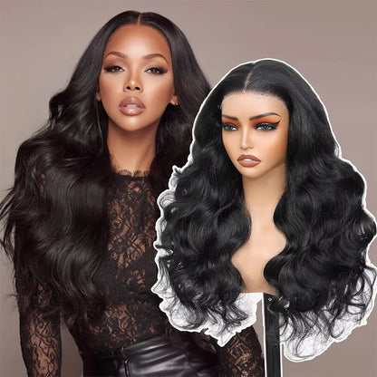 Pobokix 7X6 Body Wave HD Transparent Lace Frontal Wig - Brazilian Pre-Plucked Glueless Human Hair Wig for Women, 200% Density with Natural Hairline