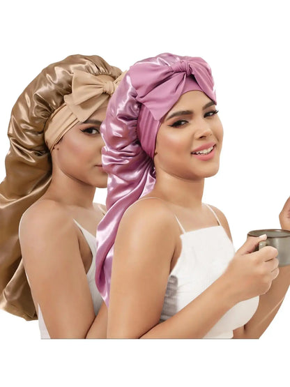 Women's Solid Color Night Cap with Elastic Band for Hair Care and Daily Use