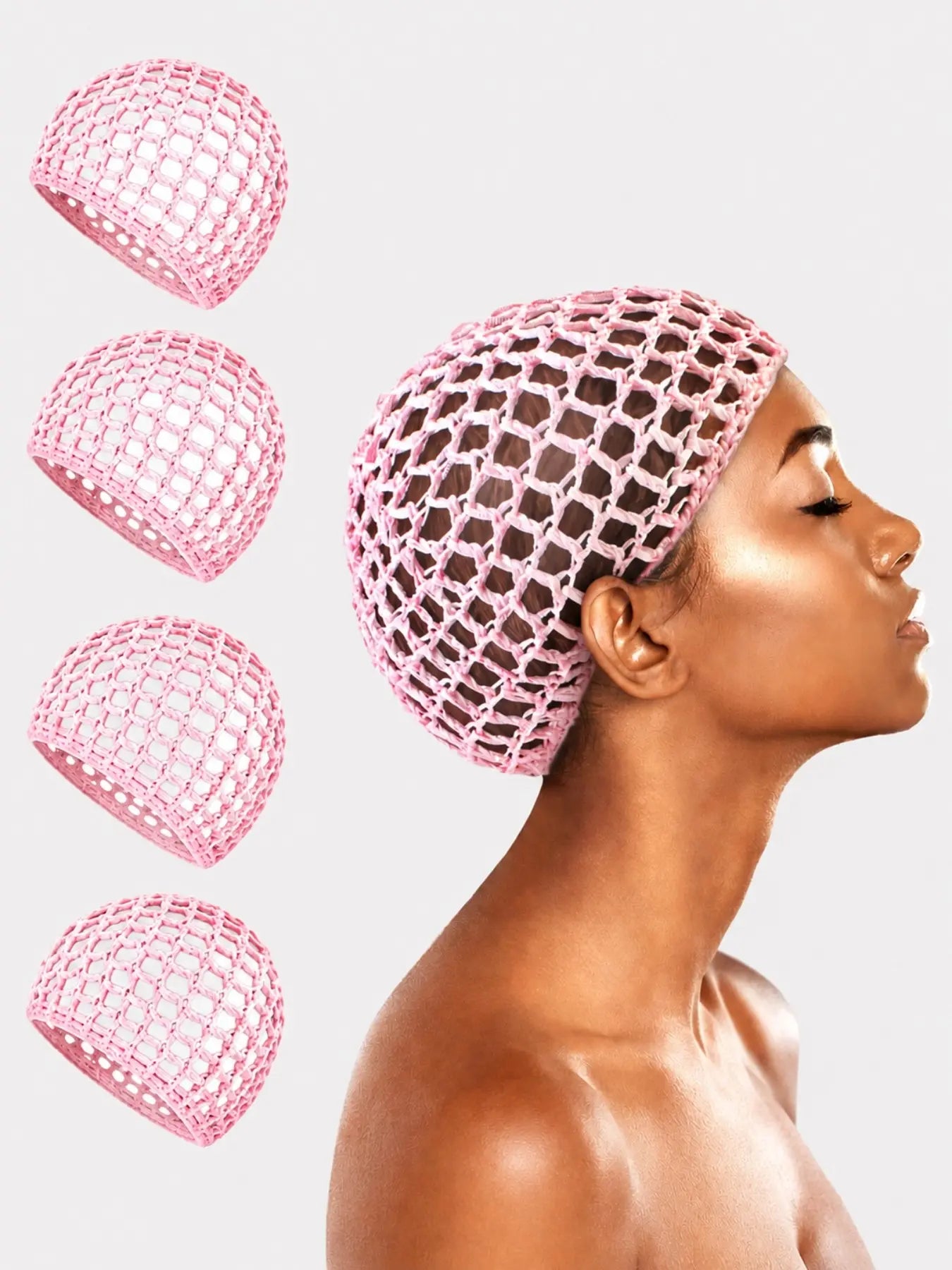 Women's 4-Piece Hair Net Set: Versatile Sleeping Cap, Wig & Bun Protector, and Mesh Wrap Snood for Ballet, Cooking, and Daily Use
