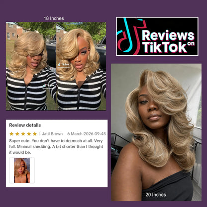 Detroit Layers 18-Inch Heat-Resistant Synthetic Wig - 200% Density Butterfly Cut T-Part Lace in Red, Blonde, Gray, and Brown with Loose Waves for Beginners
