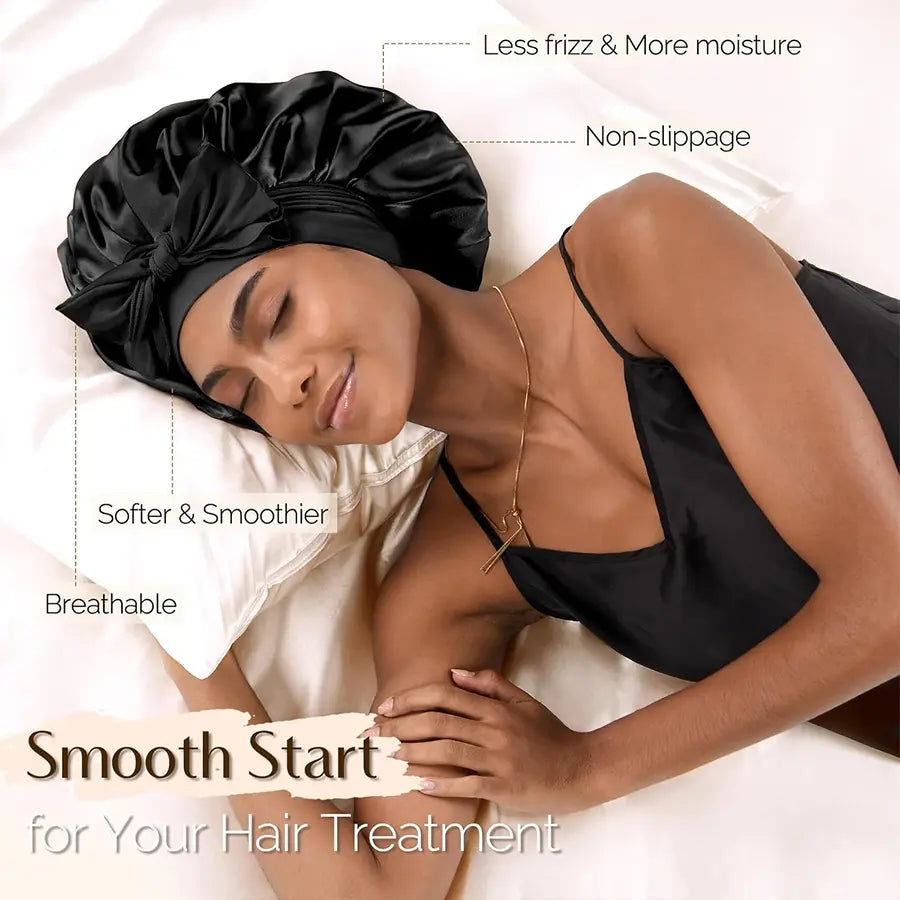 Double-Layer Satin Bonnet for Hair Care, Adjustable Breathable Night Cap, Heatless Styling Tool for Women
