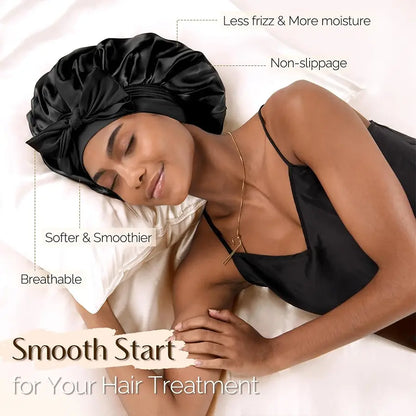 Double-Layer Satin Bonnet for Hair Care, Adjustable Breathable Night Cap, Heatless Styling Tool for Women