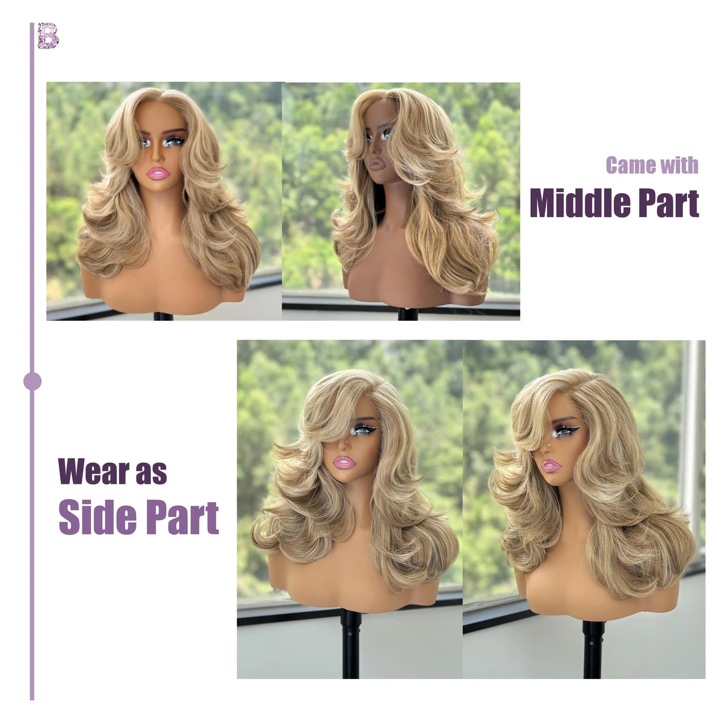 Detroit Layers 18-Inch Heat-Resistant Synthetic Wig - 200% Density Butterfly Cut T-Part Lace in Red, Blonde, Gray, and Brown with Loose Waves for Beginners