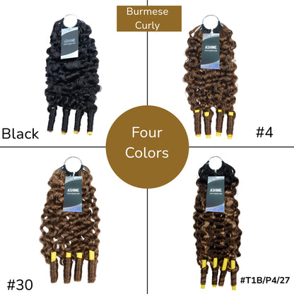 Ashine Deep Wave Burmese Curly Feather Crochet Human Hair Extensions with Miracle Invisible Knots - Pre-Separated Boho Braids for Protective Styling