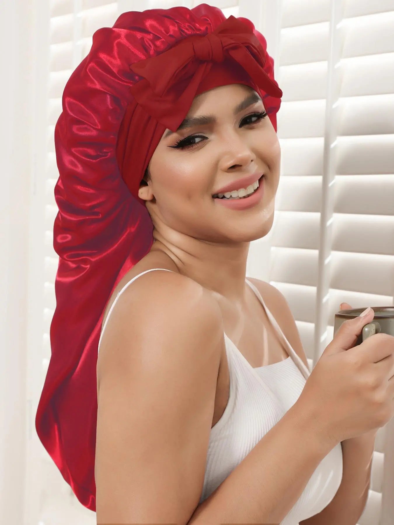 Women's Solid Color Night Cap with Elastic Band for Hair Care and Daily Use