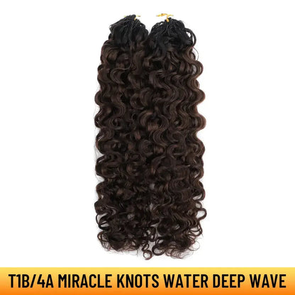 Ygwigs Mixed Color Miracle Knots Water Deep Wave Feather Crochet Human Hair Extensions