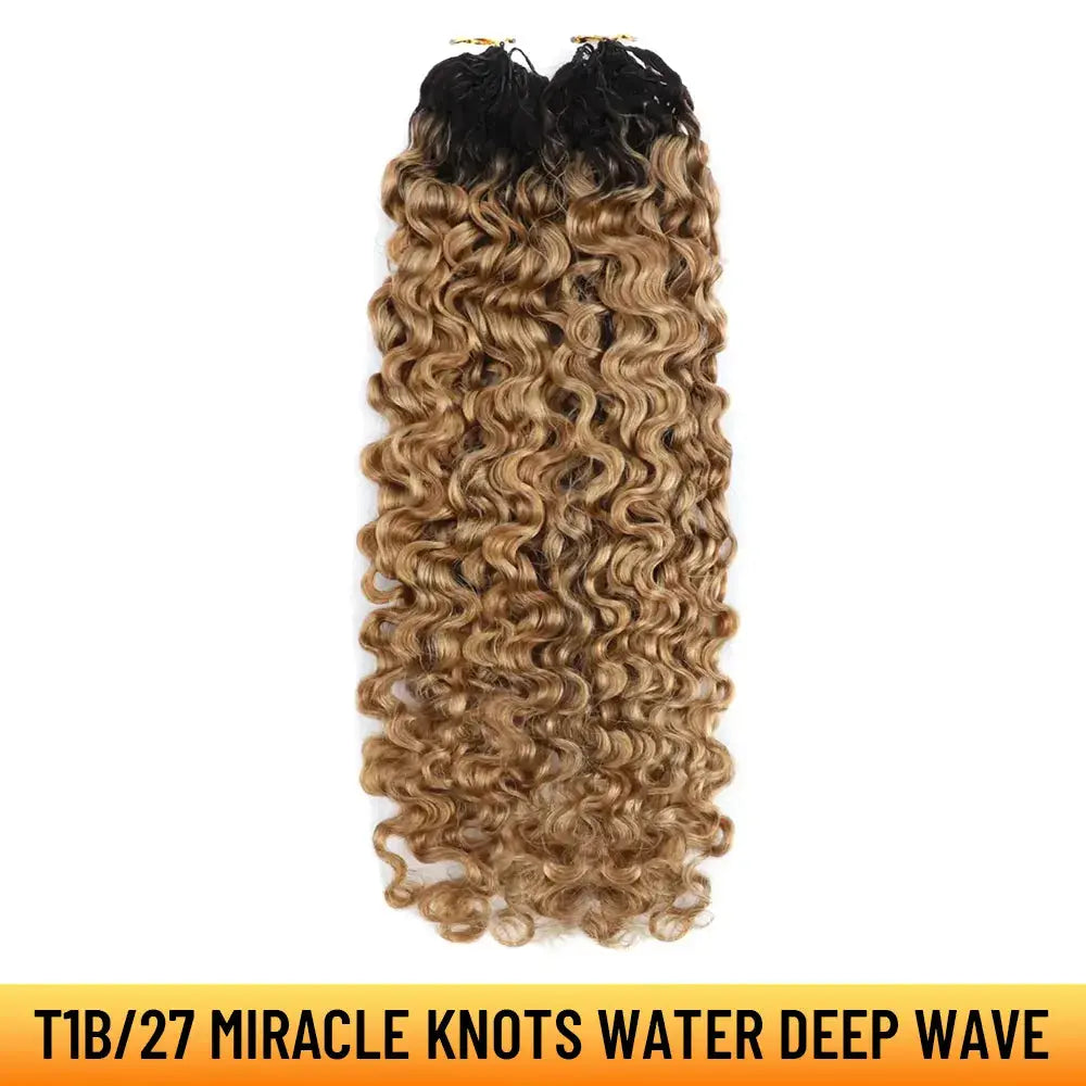 Ygwigs Mixed Color Miracle Knots Water Deep Wave Feather Crochet Human Hair Extensions