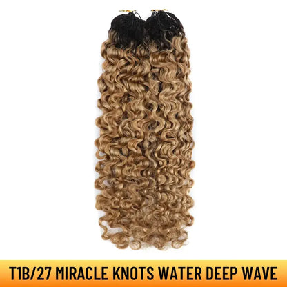 Ygwigs Mixed Color Miracle Knots Water Deep Wave Feather Crochet Human Hair Extensions