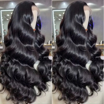 Pobokix 7X6 Body Wave HD Transparent Lace Frontal Wig - Brazilian Pre-Plucked Glueless Human Hair Wig for Women, 200% Density with Natural Hairline