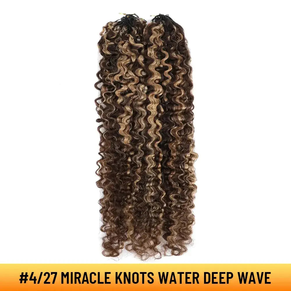 Ygwigs Mixed Color Miracle Knots Water Deep Wave Feather Crochet Human Hair Extensions