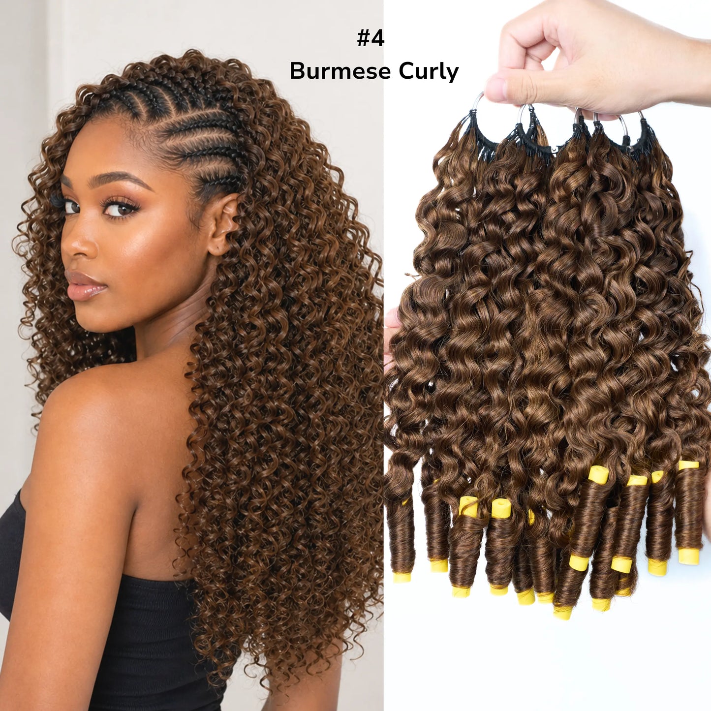 Ashine Deep Wave Burmese Curly Feather Crochet Human Hair Extensions with Miracle Invisible Knots - Pre-Separated Boho Braids for Protective Styling