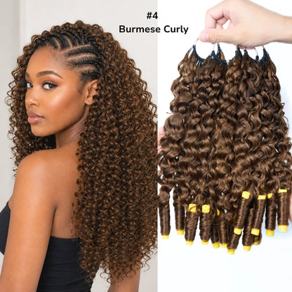 Ashine Deep Wave Burmese Curly Feather Crochet Human Hair Extensions with Miracle Invisible Knots - Pre-Separated Boho Braids for Protective Styling