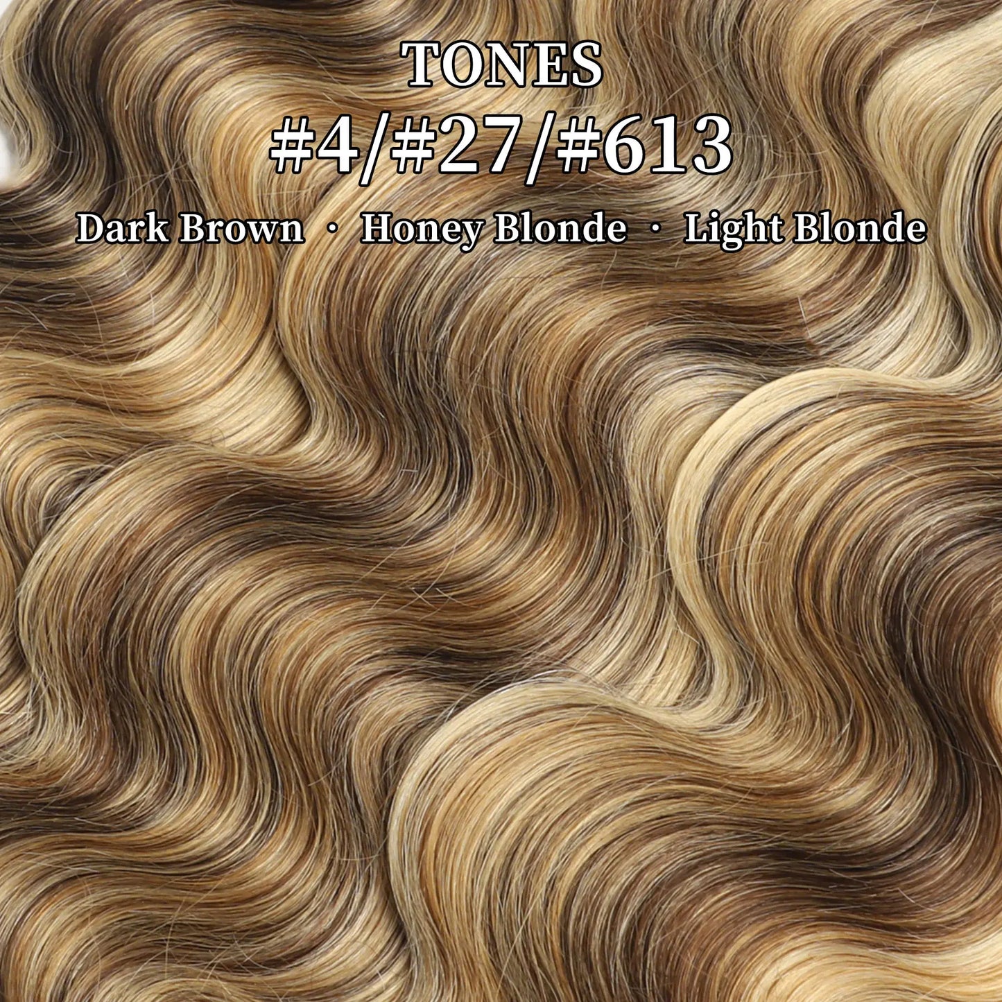 LUCKSTAR Summer Vibes 4/27/613 Body Wave Human Hair Bundles - Ombre Brown Honey Blonde Weave Extensions for Sew-In and Quick Weave, 100% Human Hair