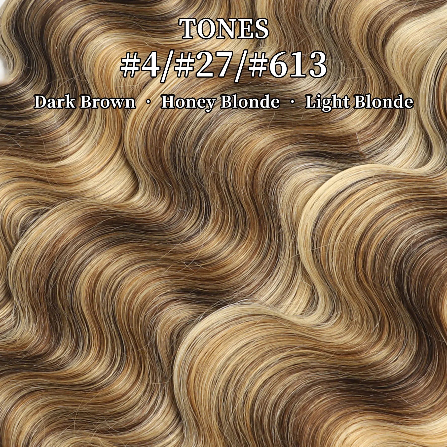 LUCKSTAR Summer Vibes 4/27/613 Body Wave Human Hair Bundles - Ombre Brown Honey Blonde Weave Extensions for Sew-In and Quick Weave, 100% Human Hair