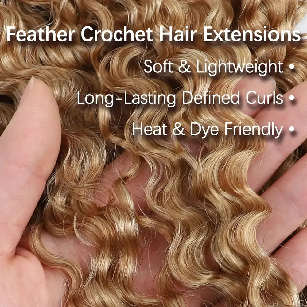 Ygwigs Mixed Color Miracle Knots Water Deep Wave Feather Crochet Human Hair Extensions