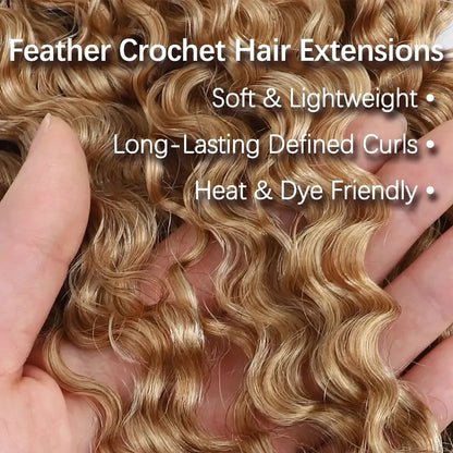 Ygwigs Mixed Color Miracle Knots Water Deep Wave Feather Crochet Human Hair Extensions