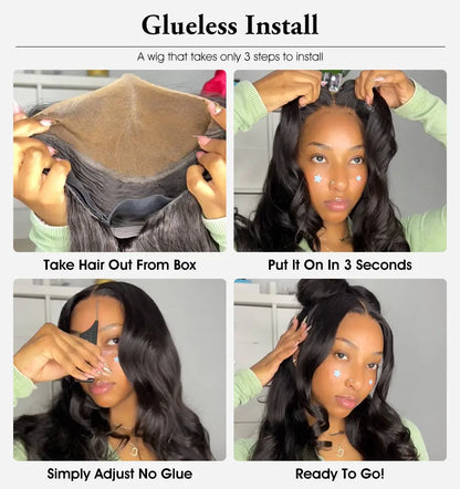 30-Inch Liqusee 7X6 Glueless Human Hair Lace Front Wig - Pre-Plucked, Body Wave, 180% Density, Easy Wear for Black Women - Special Price $109