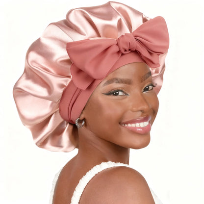 Double-Layer Satin Bonnet for Hair Care, Adjustable Breathable Night Cap, Heatless Styling Tool for Women