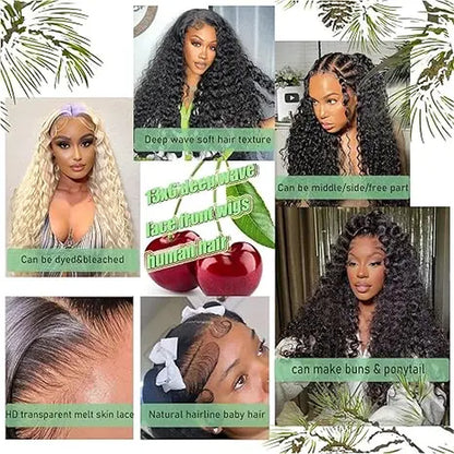 Imani 32 Inch 13X6 Deep Wave Lace Frontal Human Hair Wig - Pre-Plucked, 200% Density Deep Curly Wig for Everyday Use - Affordable Quality
