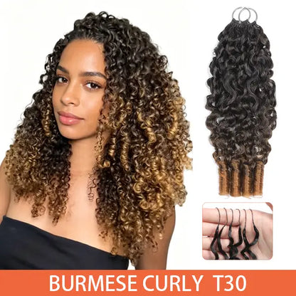 Elnbeauty Burmese Curly Crochet Hair Extensions - T30# T350# Pre-Separated, 50G/Pack, Ideal for Boho Braids and Protective Hairstyles for Black Women, Multiple Curly & Wave Textures, Recommended 4-5 Packs for Full Head