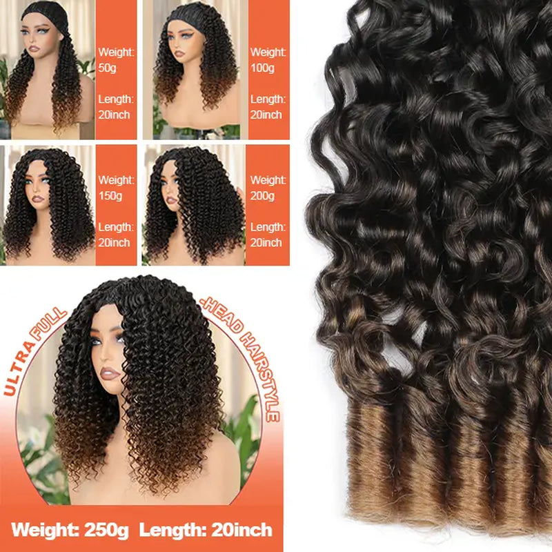 Elnbeauty Burmese Curly Crochet Hair Extensions - T30# T350# Pre-Separated, 50G/Pack, Ideal for Boho Braids and Protective Hairstyles for Black Women, Multiple Curly & Wave Textures, Recommended 4-5 Packs for Full Head