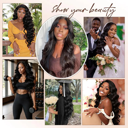 Yonova Unprocessed Brazilian Body Wave Human Hair Weave Bundles - Sew-In/Quick Natural Wave Extensions (1/3/4 PCS Virgin Natural Color) for Special Occasions and Everyday Wear