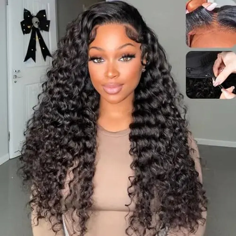 Pobokix 7X6 Body Wave HD Transparent Lace Frontal Wig - Brazilian Pre-Plucked Glueless Human Hair Wig for Women, 200% Density with Natural Hairline