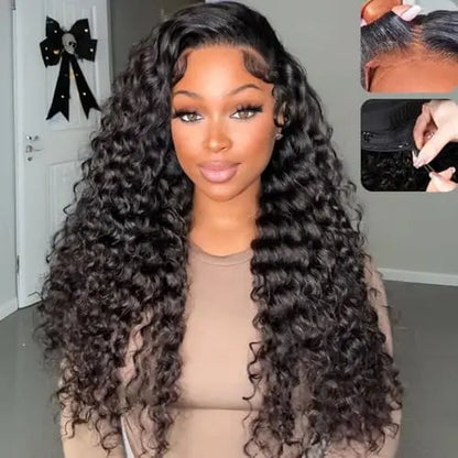 Pobokix 7X6 Body Wave HD Transparent Lace Frontal Wig - Brazilian Pre-Plucked Glueless Human Hair Wig for Women, 200% Density with Natural Hairline