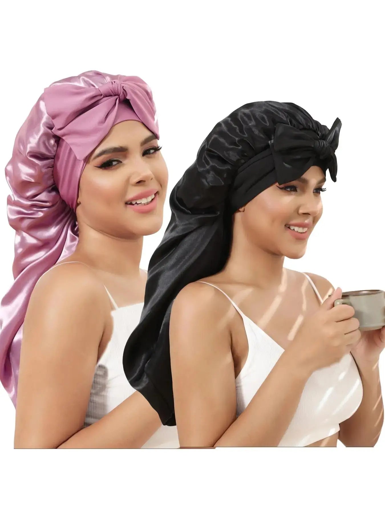 Women's Solid Color Night Cap with Elastic Band for Hair Care and Daily Use