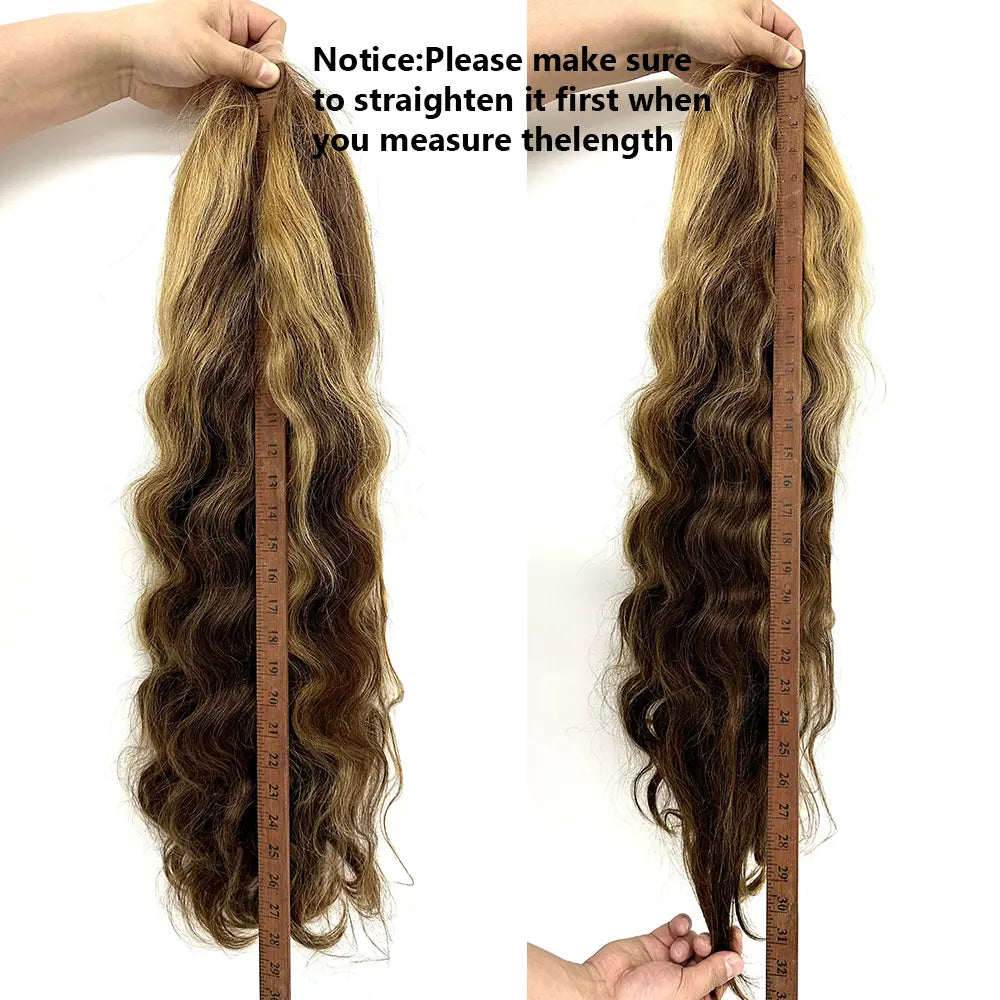 30-Inch Highlight Ombre Lace Front Wig – Human Hair 13X6 Straight/Body Wave/Deep Wave in 4/27 Honey Blonde with HD Lace Frontal, Glueless, Pre-Plucked with Baby Hair - Only $109