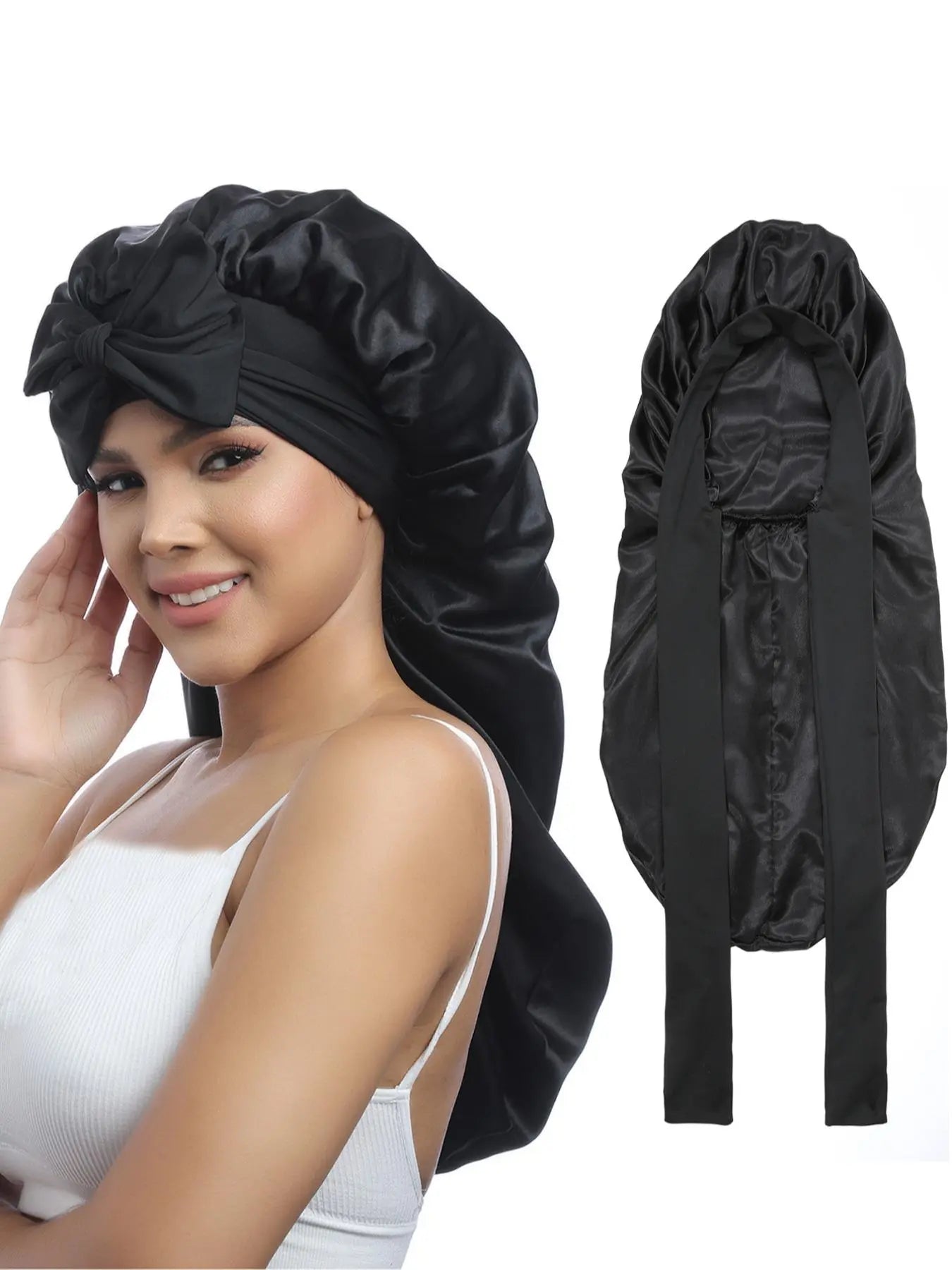 Women's Solid Color Night Cap with Elastic Band for Hair Care and Daily Use