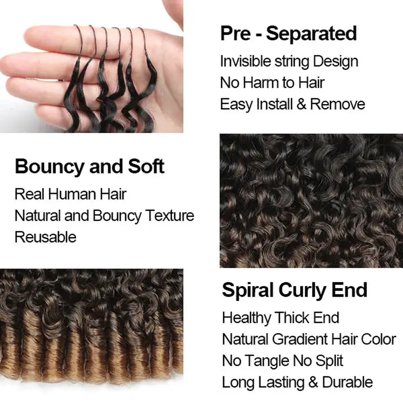Elnbeauty Burmese Curly Crochet Hair Extensions - T30# T350# Pre-Separated, 50G/Pack, Ideal for Boho Braids and Protective Hairstyles for Black Women, Multiple Curly & Wave Textures, Recommended 4-5 Packs for Full Head