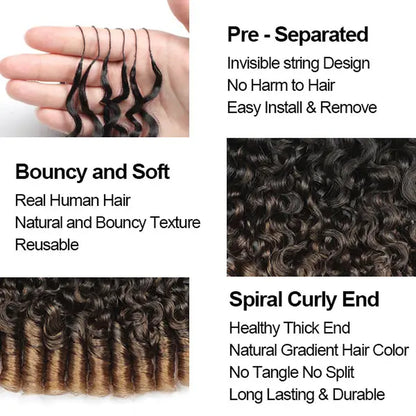 Elnbeauty Burmese Curly Crochet Hair Extensions - T30# T350# Pre-Separated, 50G/Pack, Ideal for Boho Braids and Protective Hairstyles for Black Women, Multiple Curly & Wave Textures, Recommended 4-5 Packs for Full Head