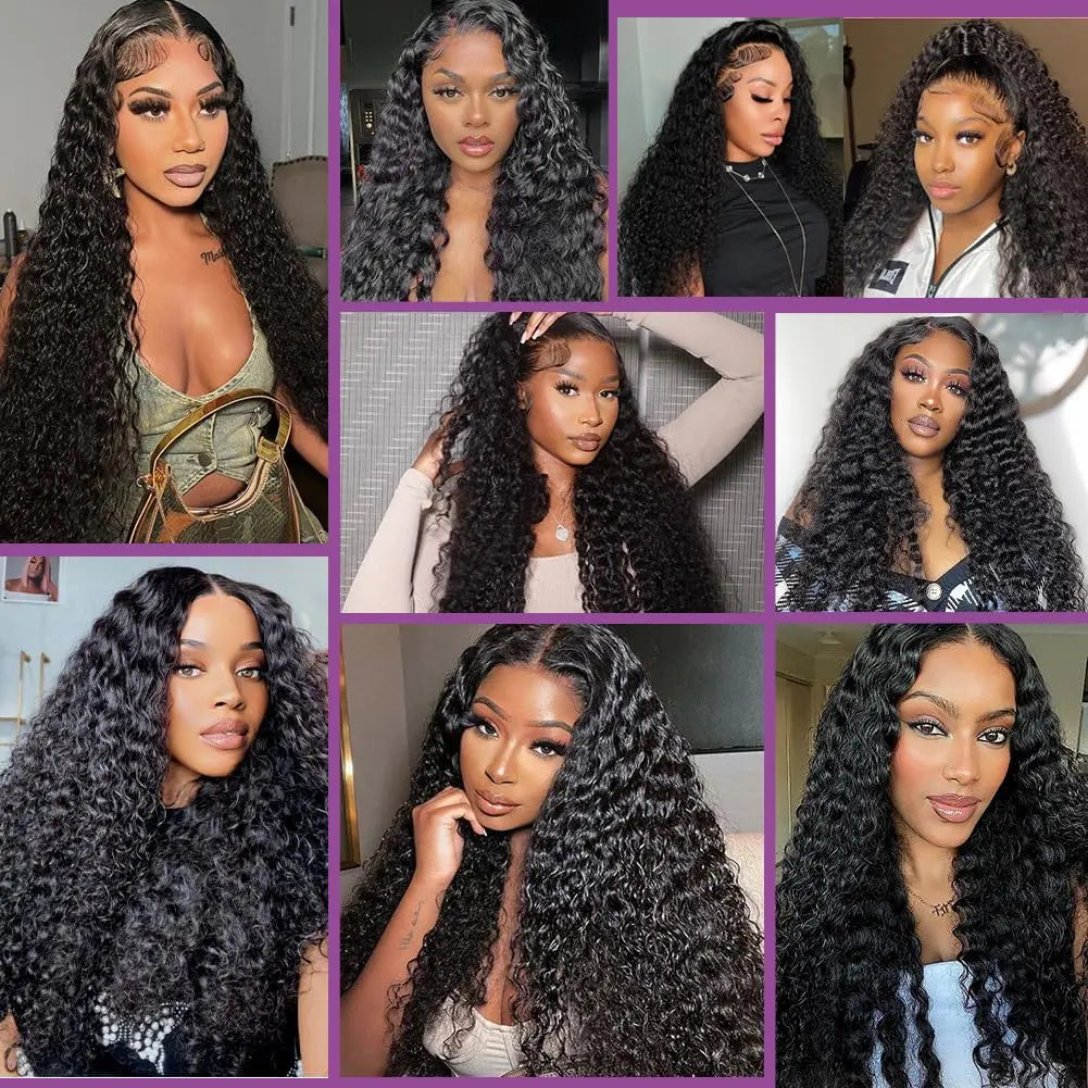 Imani 32 Inch 13X6 Deep Wave Lace Frontal Human Hair Wig - Pre-Plucked, 200% Density Deep Curly Wig for Everyday Use - Affordable Quality