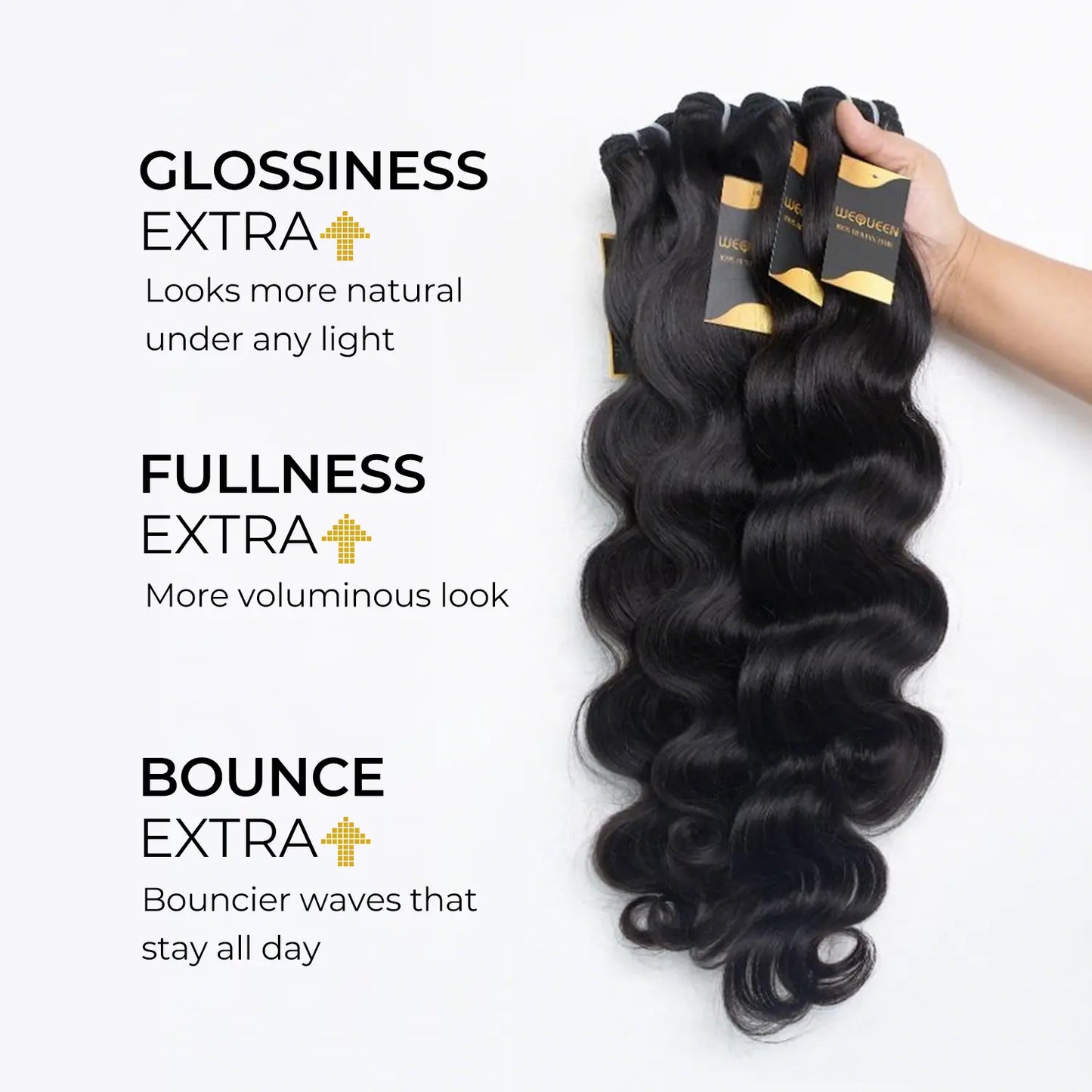 Wequeen 10-Minute Ready Hairstyle Body Wave Bundles with Complimentary Flexi Rods | Effortless Beach Waves, Blowout, and Layered Cut Styles | 10A Virgin Human Hair for Heatless Overnight Curls and Versatile Styling Options
