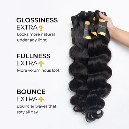Wequeen 10-Minute Ready Hairstyle Body Wave Bundles with Complimentary Flexi Rods | Effortless Beach Waves, Blowout, and Layered Cut Styles | 10A Virgin Human Hair for Heatless Overnight Curls and Versatile Styling Options