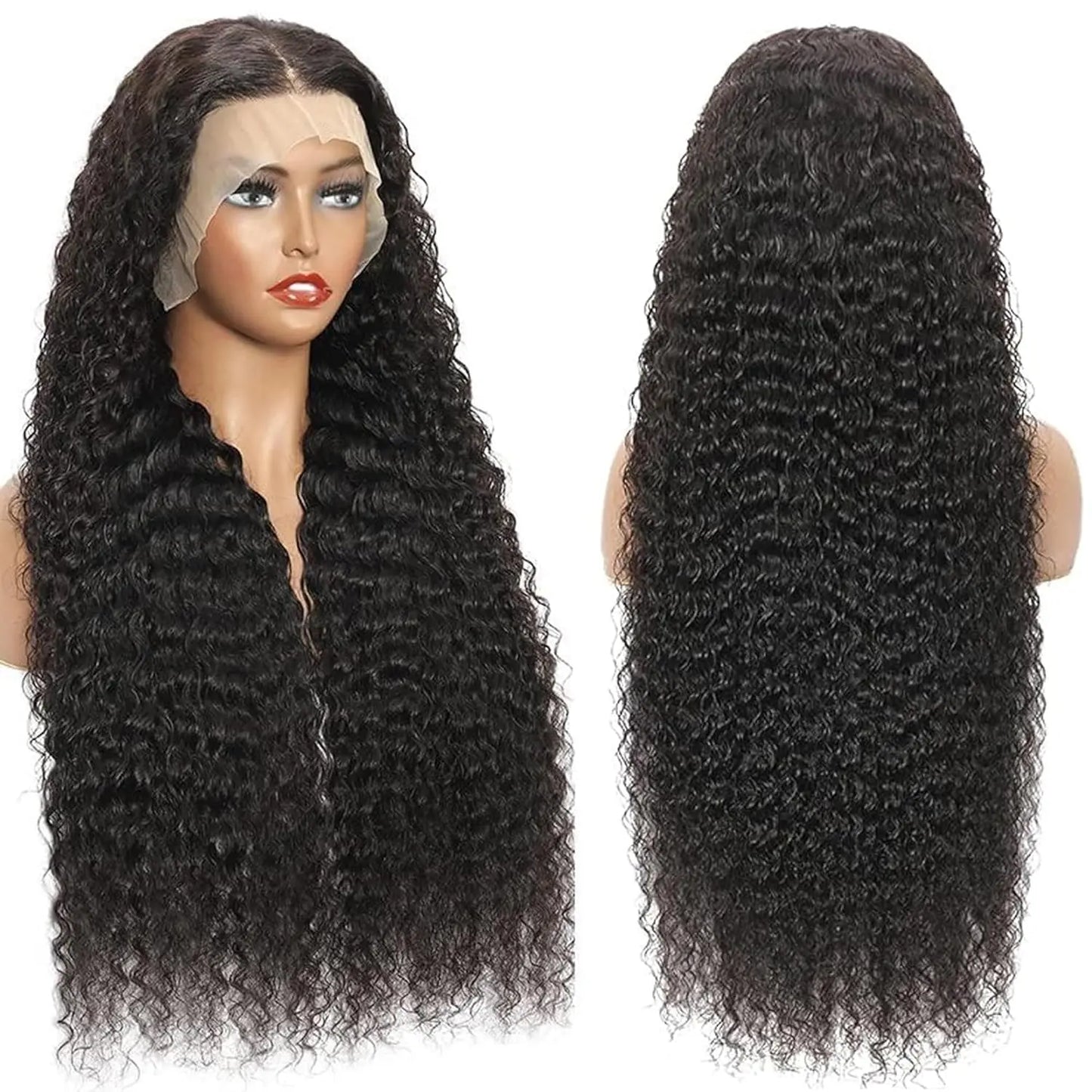 Imani 32 Inch 13X6 Deep Wave Lace Frontal Human Hair Wig - Pre-Plucked, 200% Density Deep Curly Wig for Everyday Use - Affordable Quality