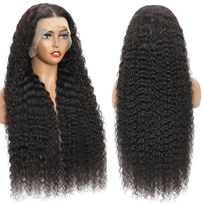 Imani 32 Inch 13X6 Deep Wave Lace Frontal Human Hair Wig - Pre-Plucked, 200% Density Deep Curly Wig for Everyday Use - Affordable Quality